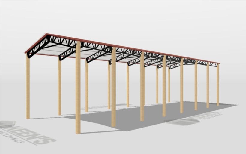Keen'S Buildings, 24' X 70' X 16' Open Pole Barn Installed, Kpb-247016-Op