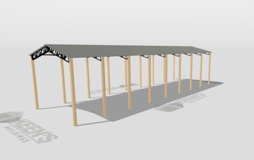 Keen'S Buildings, 24' X 80' X 16' Open Pole Barn Installed, Kpb-248016-Op