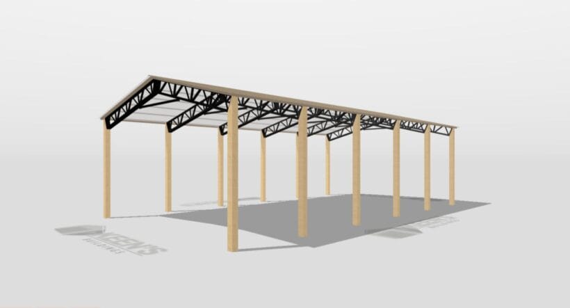 Keen'S Buildings, 28' X 50' X 14' Open Pole Barn Installed, Kpb-285014-Op