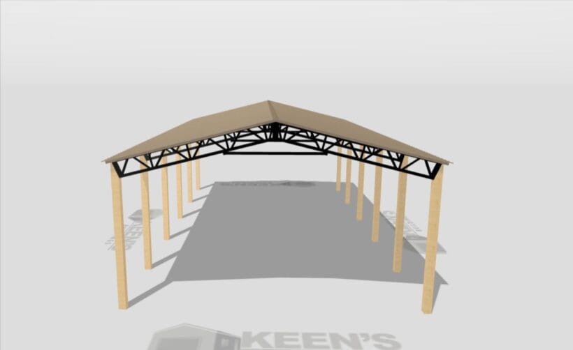 Keen'S Buildings, 28' X 50' X 14' Open Pole Barn Installed, Kpb-285014-Op