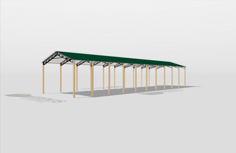 Keen'S Buildings, 28' X 120' X 16' Open Pole Barn Installed, Kpb-2812016-Op