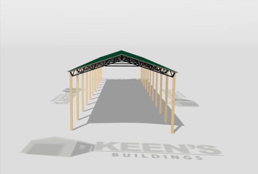 Keen'S Buildings, 28' X 120' X 16' Open Pole Barn Installed, Kpb-2812016-Op