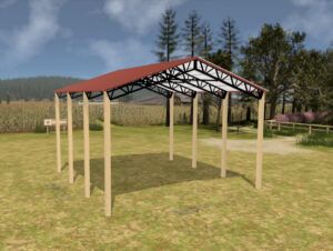 34' x 30' x 20' Open Pole Barn Installed