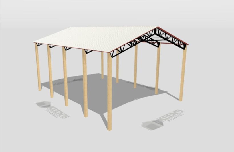 Keen'S Buildings, 34' X 40' X 20' Open Pole Barn Installed, Kpb-344020-Op