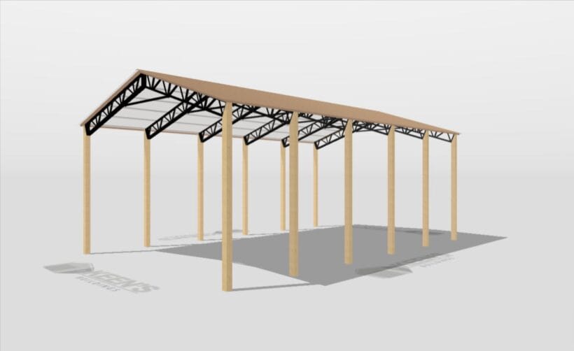 Keen'S Buildings, 28' X 50' X 16' Open Pole Barn Installed, Kpb-285016-Op