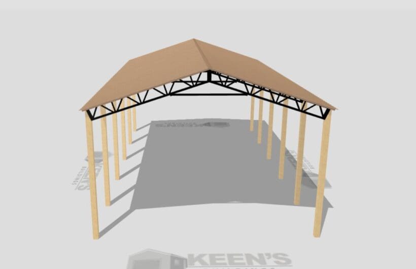Keen'S Buildings, 28' X 50' X 16' Open Pole Barn Installed, Kpb-285016-Op
