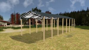 34' x 70' x 16' Open Pole Barn Installed