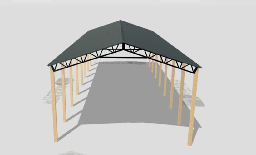 Keen'S Buildings, 34' X 70' X 16' Open Pole Barn Installed, Kpb-347016-Op