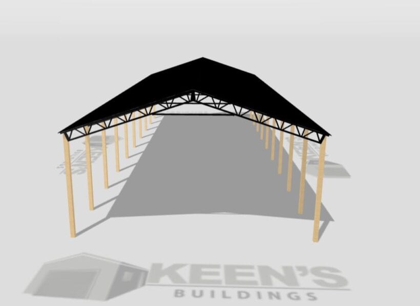 Keen'S Buildings, 40' X 100' X 16' Open Pole Barn Installed, Kpb-4010016-Op