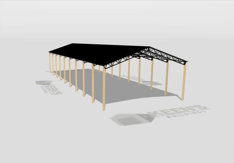 Keen'S Buildings, 40' X 100' X 16' Open Pole Barn Installed, Kpb-4010016-Op