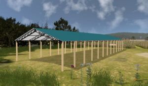 40' x 120' x 12' Open Pole Barn Installed