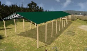 40' x 120' x 16' Open Pole Barn Installed