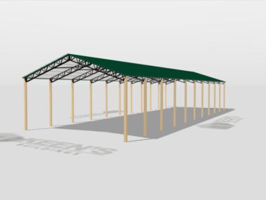 Keen's Buildings, 40' x 120' x 16' Open Pole Barn Installed, KPB-4012016-OP
