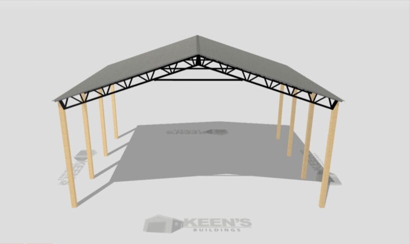 Keen'S Buildings, 40' X 30' X 16' Open Pole Barn Installed, Kpb-403016-Op