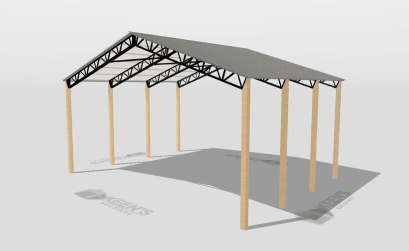 Keen'S Buildings, 40' X 30' X 16' Open Pole Barn Installed, Kpb-403016-Op