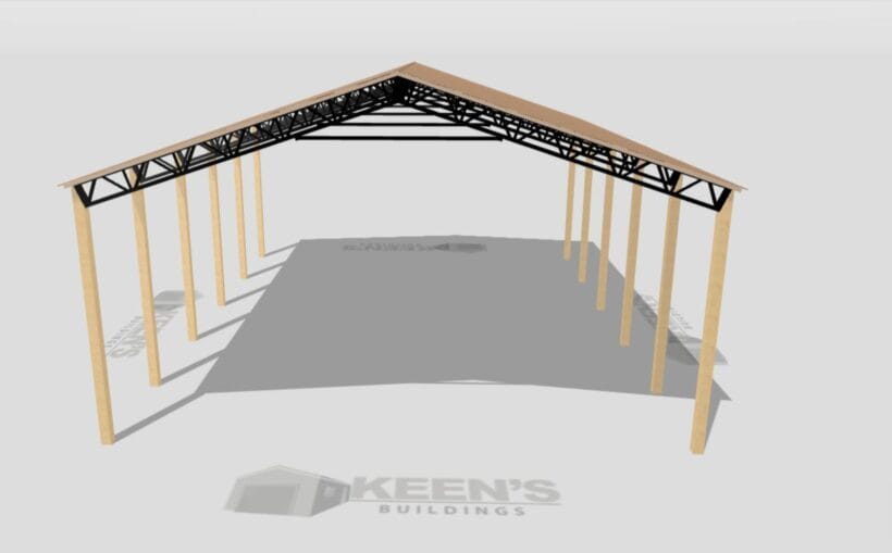 Keen'S Buildings, 40' X 50' X 16' Open Pole Barn Installed, Kpb-405016-Op