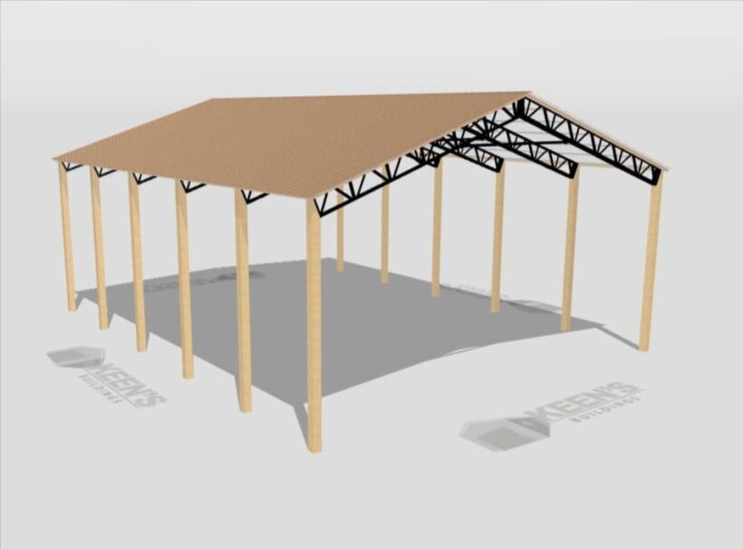 Keen'S Buildings, 40' X 50' X 16' Open Pole Barn Installed, Kpb-405016-Op
