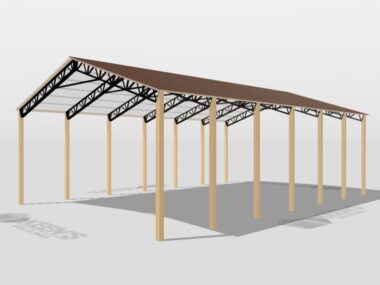 Keen's Buildings, 40' x 60' x 16' Open Pole Barn Installed, KPB-406016-OP