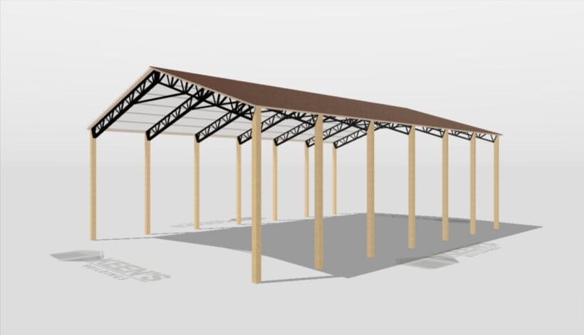 Keen'S Buildings, 40' X 60' X 16' Open Pole Barn Installed, Kpb-406016-Op
