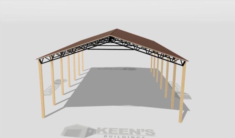 Keen'S Buildings, 40' X 60' X 16' Open Pole Barn Installed, Kpb-406016-Op