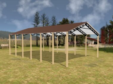Keen's Buildings, 40' x 60' x 16' Open Pole Barn Installed, KPB-406016-OP