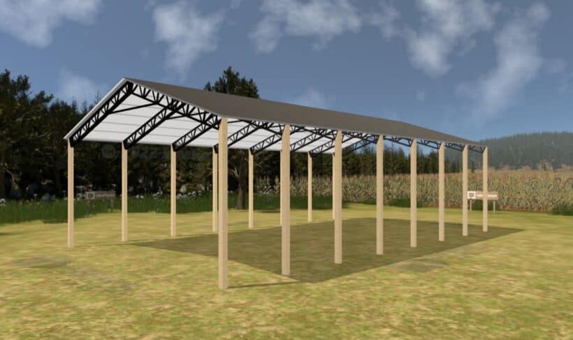Keen'S Buildings, 40' X 70' X 16' Open Pole Barn Installed, Kpb-407016-Op