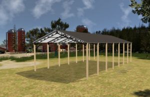 40' x 70' x 16' Open Pole Barn Installed
