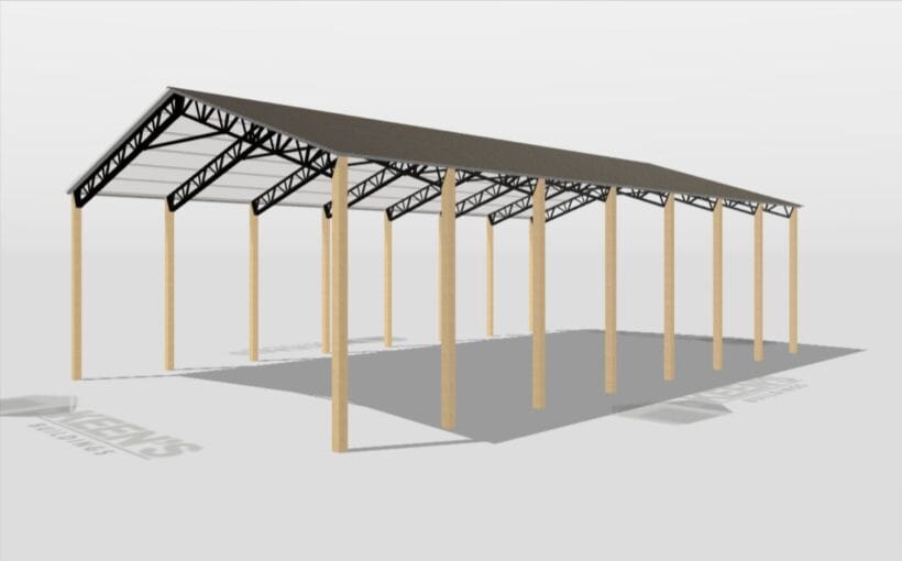Keen'S Buildings, 40' X 70' X 16' Open Pole Barn Installed, Kpb-407016-Op