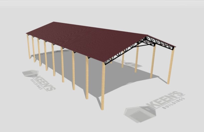 Keen'S Buildings, 40' X 80' X 16' Open Pole Barn Installed, Kpb-408016-Op