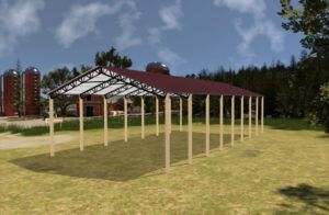 40' x 80' x 16' Open Pole Barn Installed