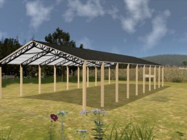 Keen's Buildings, 40' x 100' x 14' Open Pole Barn Installed, KPB-4010014-OP