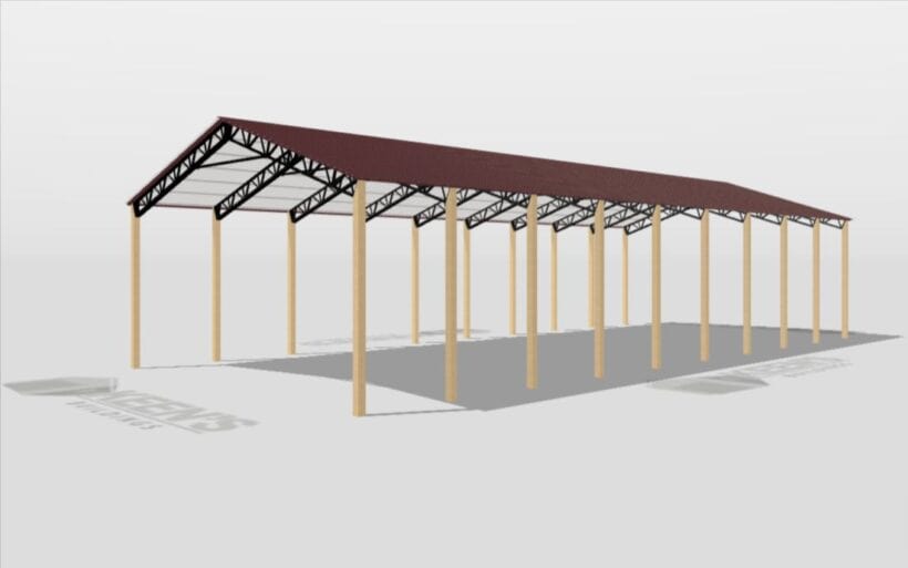 Keen'S Buildings, 40' X 90' X 16' Open Pole Barn Installed, Kpb-409016-Op