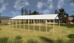 50' x 100' x 20' Open Pole Barn Installed