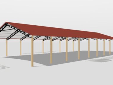 Keen's Buildings, 50' x 100' x 12' Open Pole Barn Installed, KPB-5010012-OP