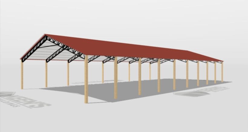 Keen'S Buildings, 50' X 100' X 12' Open Pole Barn Installed, Kpb-5010012-Op