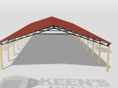 Keen's Buildings, 50' x 100' x 12' Open Pole Barn Installed, KPB-5010012-OP