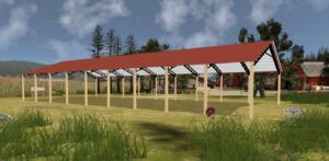 50' x 100' x 12' Open Pole Barn Installed