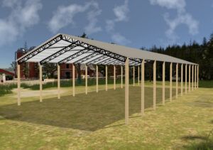 50' x 110' x 20' Open Pole Barn Installed