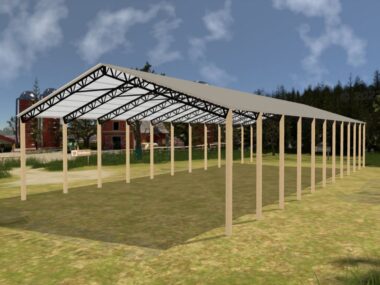 50' x 110' x 20' Open Pole Barn Installed