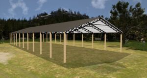 50' x 120' x 14' Open Pole Barn Installed
