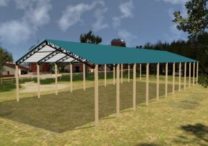 50' x 120' x 20' Open Pole Barn Installed