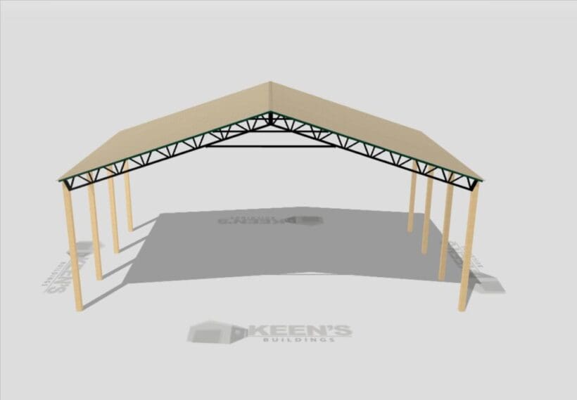 Keen'S Buildings, 50' X 30' X 16' Open Pole Barn Installed, Kpb-503016-Op