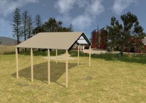 46' x 30' x 16' Open Pole Barn Installed