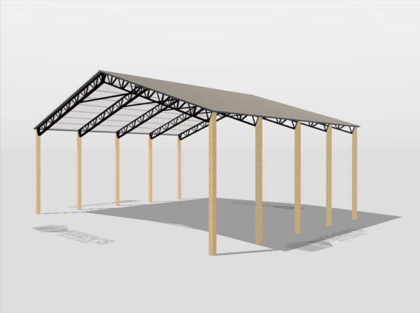 Keen'S Buildings, 50' X 40' X 16' Open Pole Barn Installed, Kpb-504016-Op