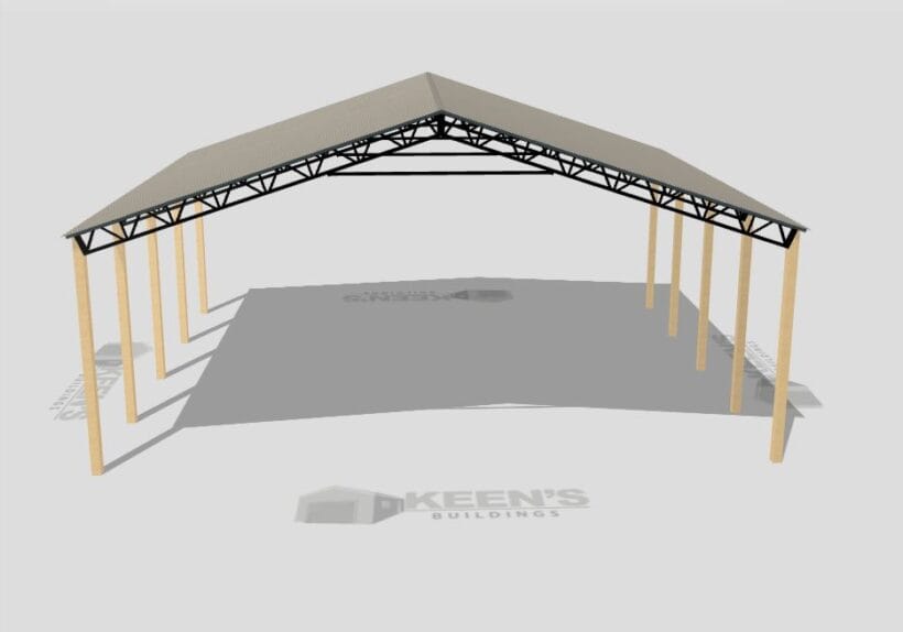 Keen'S Buildings, 50' X 40' X 16' Open Pole Barn Installed, Kpb-504016-Op