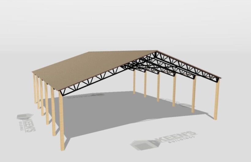 Keen'S Buildings, 50' X 50' X 14' Open Pole Barn Installed, Kpb-505014-Op