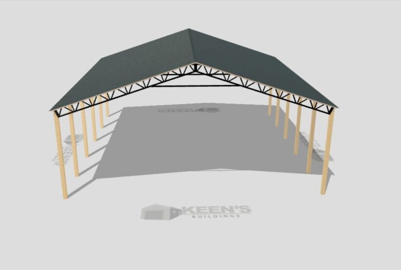 Keen'S Buildings, 50' X 50' X 16' Open Pole Barn Installed, Kpb-505016-Op