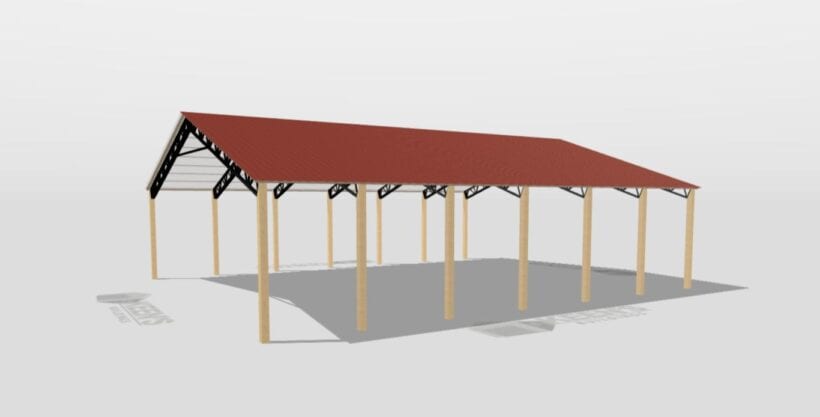 Keen'S Buildings, 50' X 60' X 12' Open Pole Barn Installed, Kpb-506012-Op