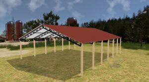 50' x 60' x 14' Open Pole Barn Installed