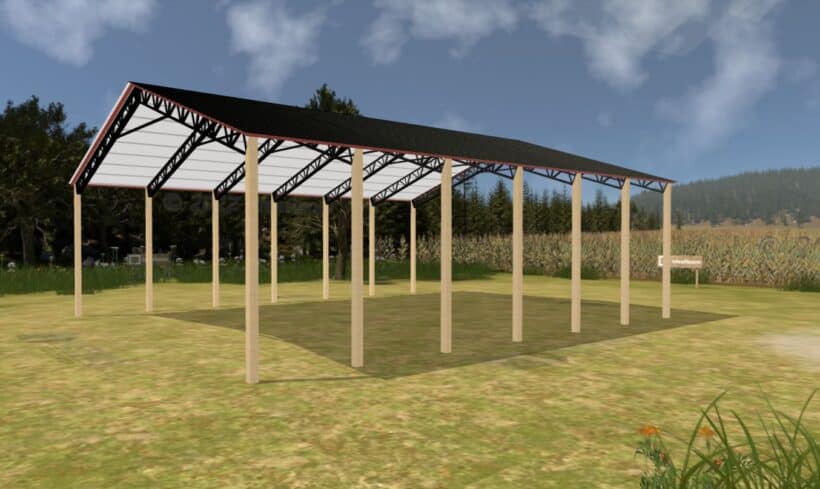 Keen'S Buildings, 50' X 60' X 20' Open Pole Barn Installed, Kpb-506020-Op